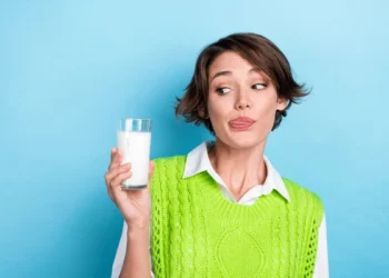 Female with mik glass